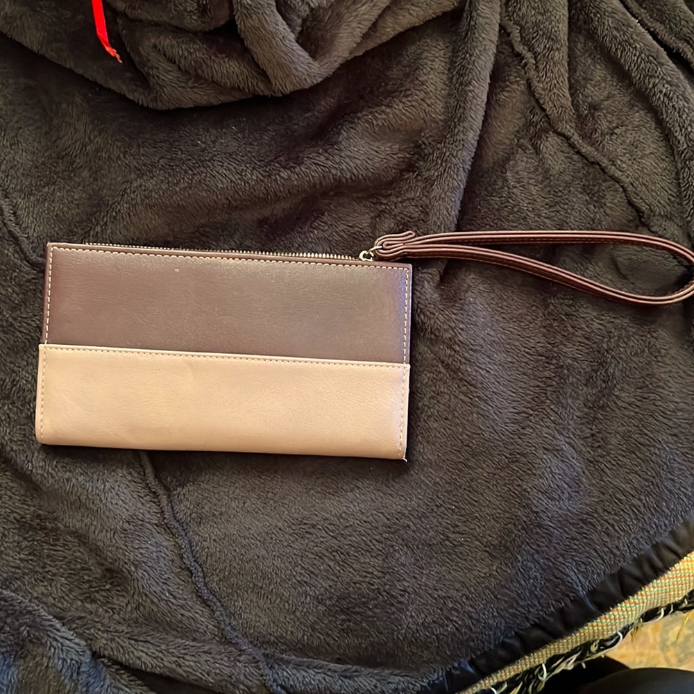 Burgundy and pink wristlet